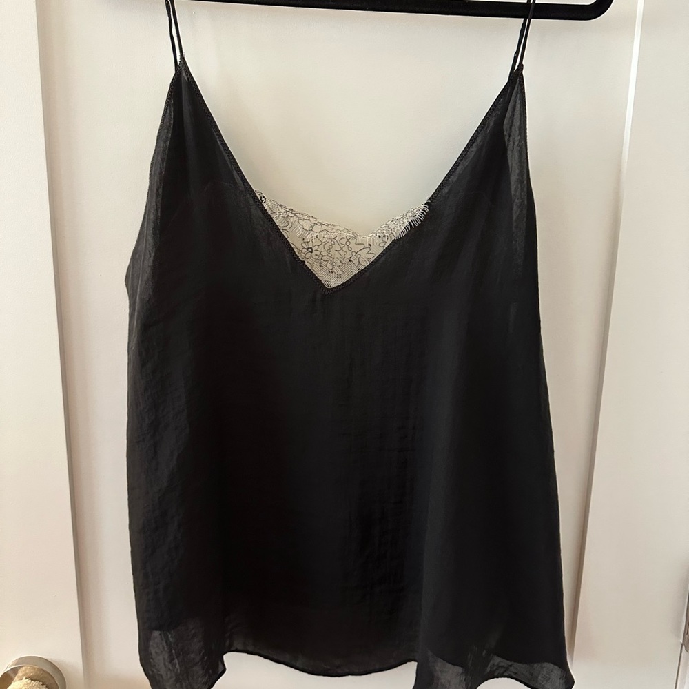 Free people lace inset plunging camisole